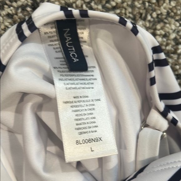 Nautica Navy and White Striped One Piece Swimsuit - Picture 3 of 3